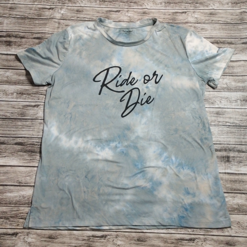 Women's XL Charlotte Russe Ride Or Die Tie Dye Buttery Soft Loose Fir T-shirt Gr